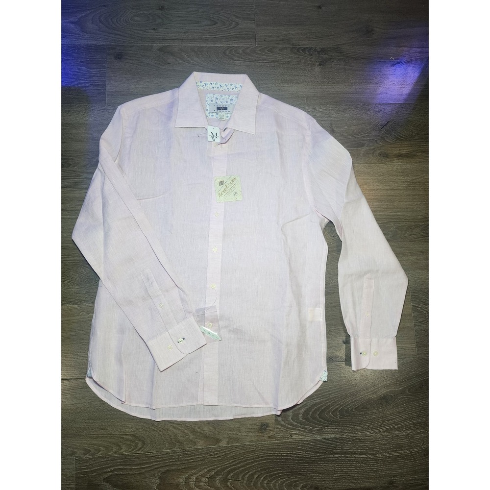 Joseph Abboud Aero Linen Shirt Mens Large Pink Long Sleeve Button Down‎ NWT